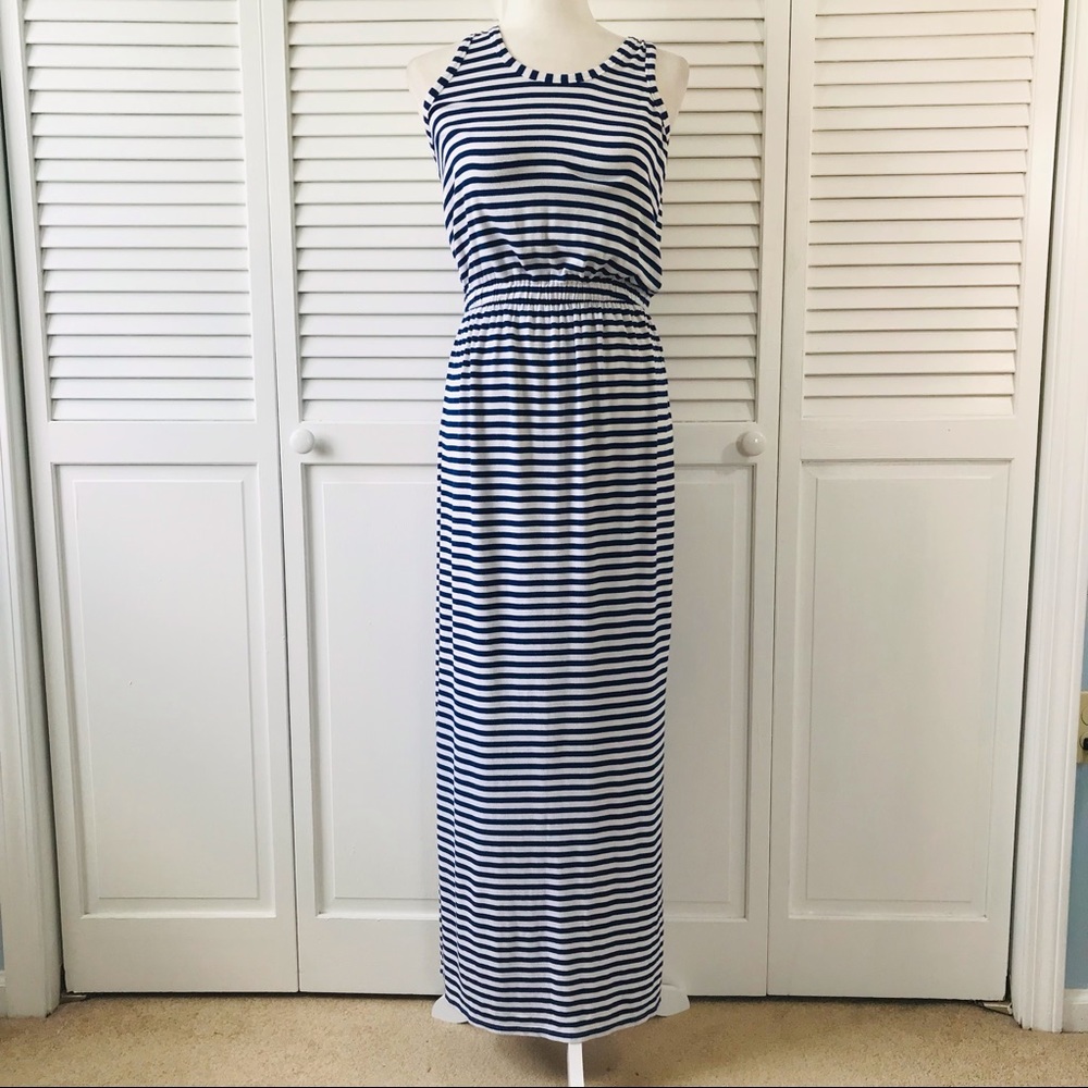 J. CREW Blue White Sleeveless Maxi Dress Size S